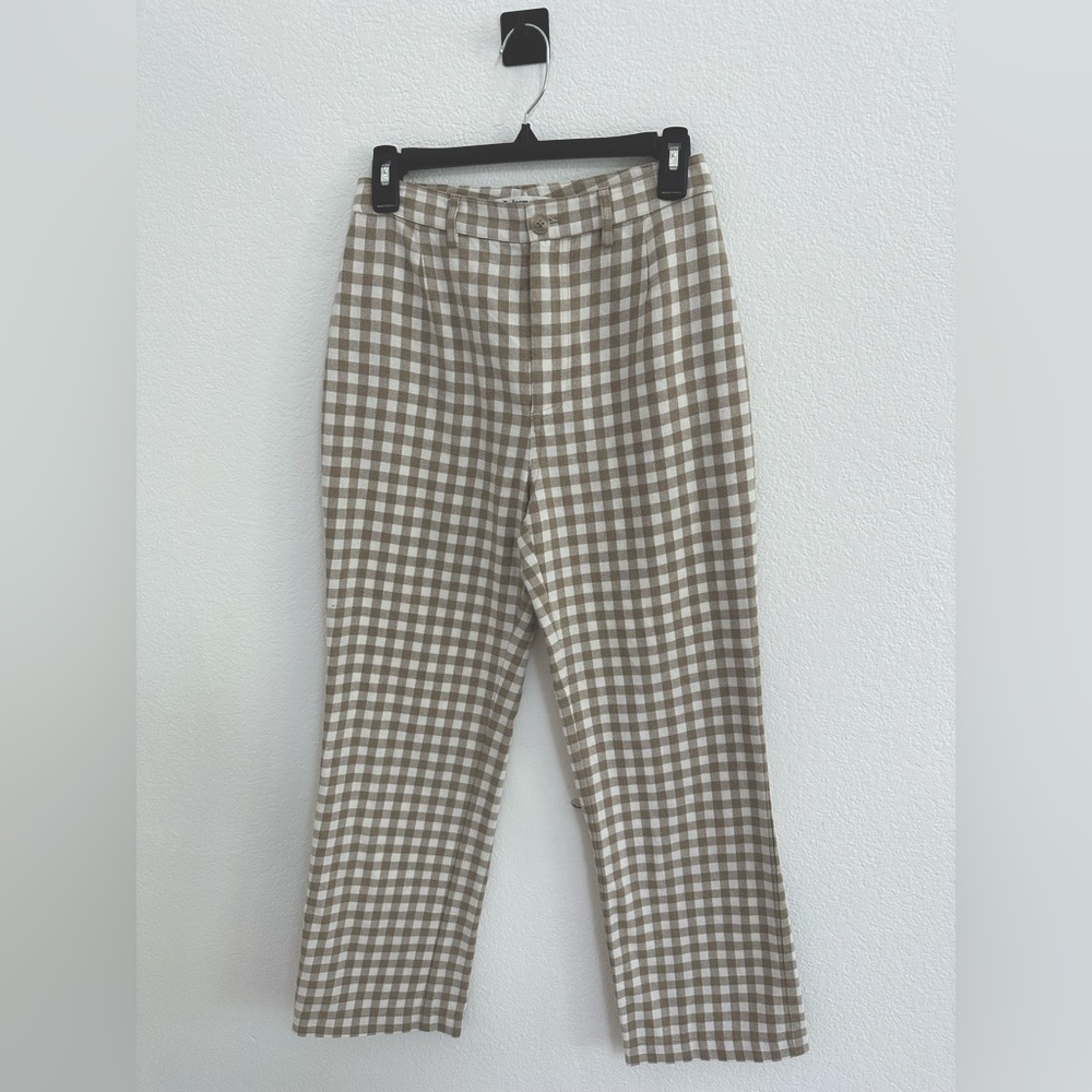 Reformation Franklin Pant in Beige Check - Size 4